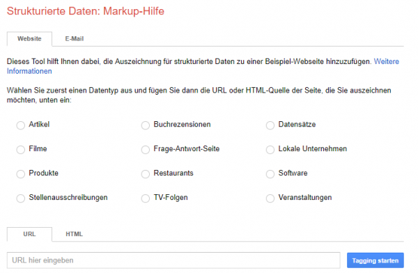 Google Structured Data Markup Helper