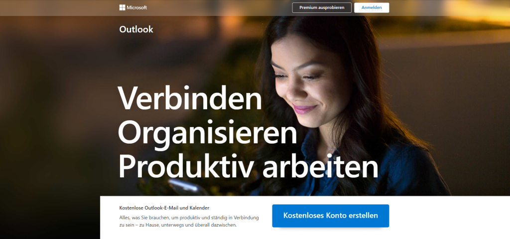 Microsoft Outlook Landing Page Screenshot