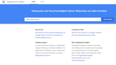 screenshot pagespeed insights home