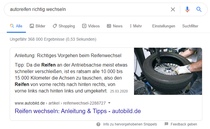 Rich Snippet Anleitung zum Reifenwechsel