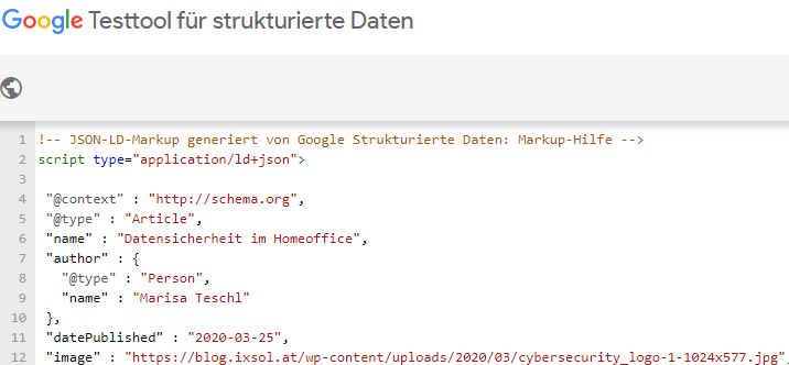 screenshot Testtool für strukturierte Daten