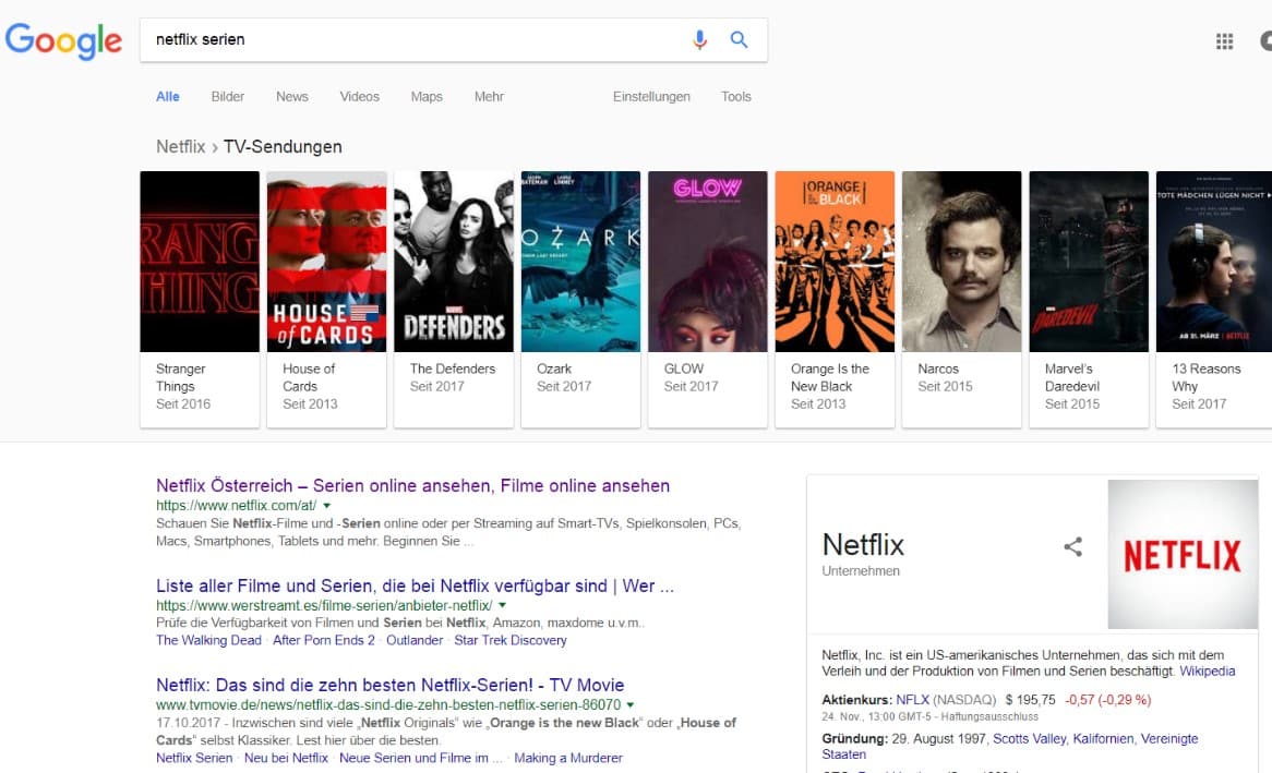 Featured Snippets Google Suchergebnisse Karussel